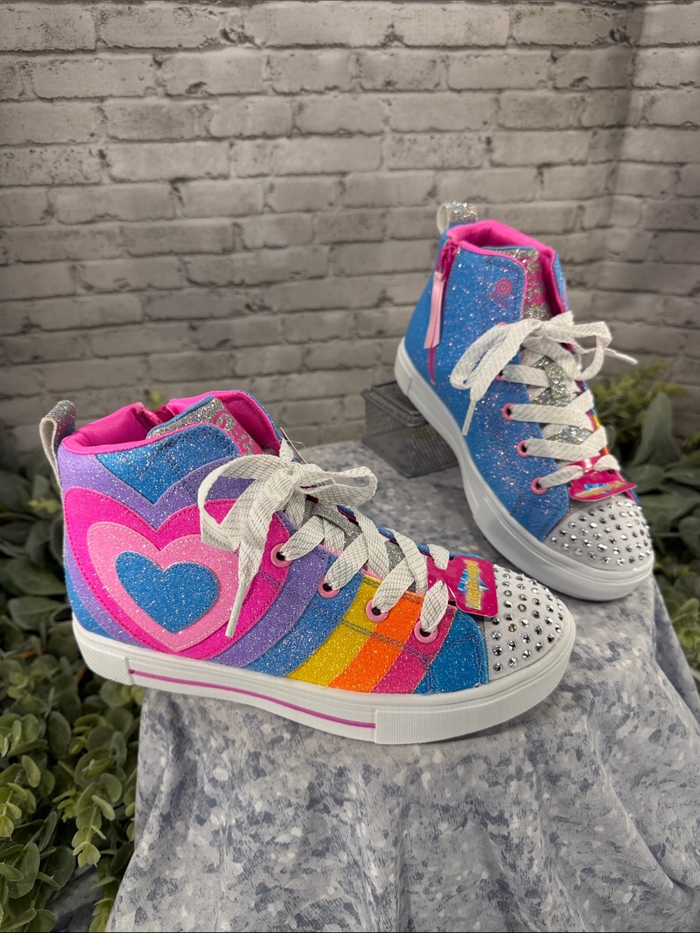 TWINKLE TOES by SKECHERS “Heart Pop” Rainbow Light-up Sneakers Girl 3 🩷 NWT/NIB